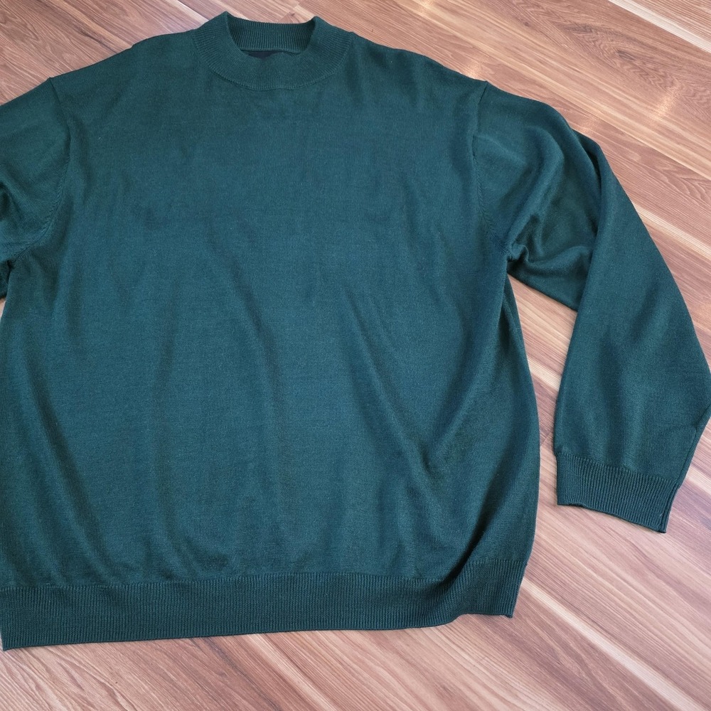 Kenneth Cole Sweater Mens Big & Tall 4XLT Green Mock Neck Wool Blend Pullover - Picture 2 of 7
